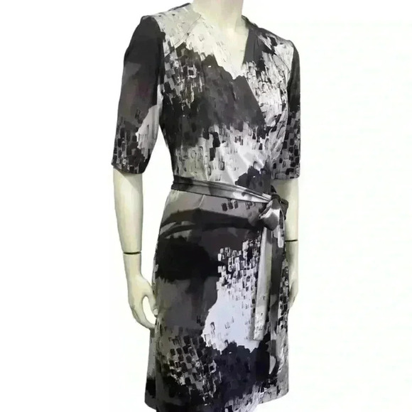 Y2K KOMOROV Wrap Dress luxe  monochromatic graphic statement womens size medium - Picture 5 of 15